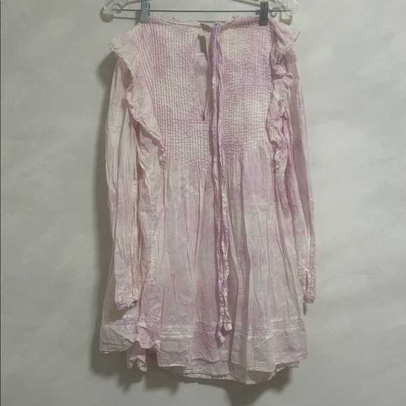 Aritzia Wilfred la boheme Elia Ruffled Tie Dye Prairie Mini Dress drop waist - Picture 9 of 12